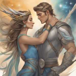 A Sagittarius man is drawn to a Taurus woman's grounded nature and sensual aura. He is captivated by her stability and earthy sensuality