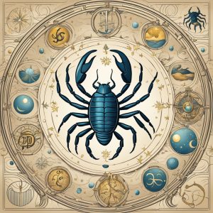 astrological image with  scorpio in the center