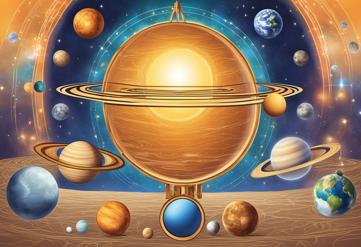 A vibrant illustration of Mercury, Venus, Earth, and Mars orbiting the sun, each planet representing different personal attributes in astrology